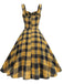 1950er Slip V-Ausschnitt Plaid Swing Kleid