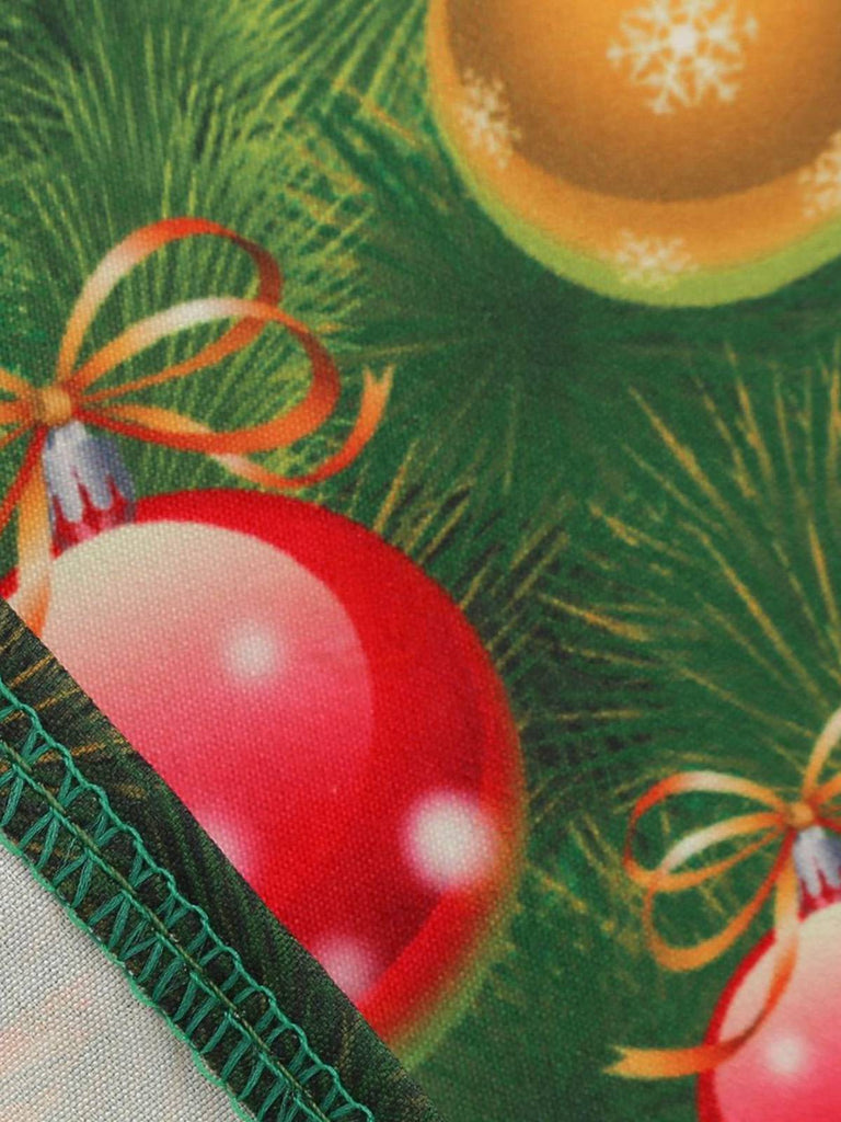 1950er Weihnachtsmann Schneeflocke U-Kragen Swing Kleid