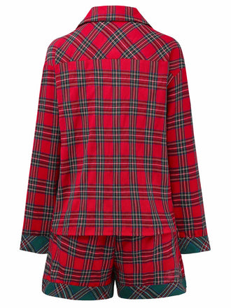 2PCS Rot 1930er Weihnachten Plaid Pyjama Set