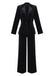 2PCS Schwarz 1960er Samt Pailletten Blazer & Hose Set