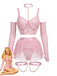 Rosa 80er Mesh-Dessous-Set mit Ketten und Choker