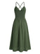 Grünes 30er Smockkleid mit V-Ausschnitt und Patchwork