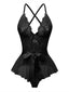 1970er Slip Blumen Spitze Bogen Nachthemd