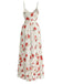 Beige 30er Maxikleid mit Rüschen und Blumen