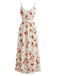 Beige 30er Maxikleid mit Rüschen und Blumen