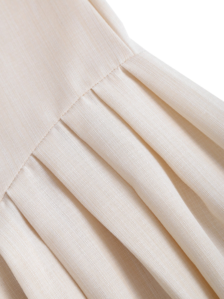 [Übergröße] Beige 40er Ärmelloses Kleid mit Schnürung