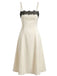 Beige 40er Kleid mit Spaghettiträger und Patchwork
