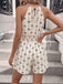 Beige 50er Ärmelloses Romper mit Neckholder und Schleife