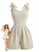 Beige 50er Romper mit Schleife und Plissee