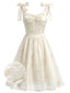 [Vorverkauf] Beige 50er Korsettkleid mit Blumenstickerei und Schnürbändern