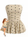 Beige 50er Trägerloses Top mit Polka-Dots und Peplum