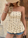 Beige 50er Trägerloses Top mit Polka-Dots und Peplum