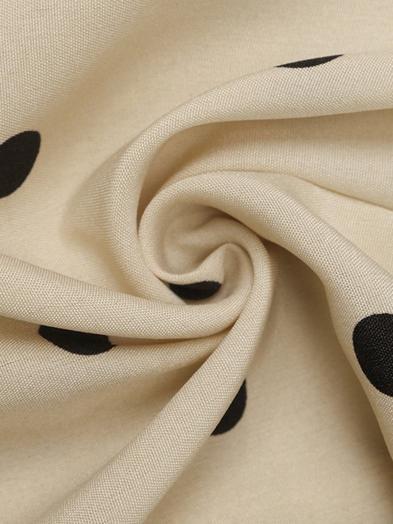 Beige 50er Trägerloses Top mit Polka-Dots und Peplum