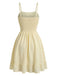 Beige 60er Minikleid mit Spaghettiträger und gerafft