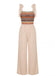 Beige 1970er Boho Binden Spaghetti Gurt Overall