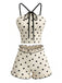 Beige 80er Tankini-Set mit Polka-Dots und Neckholder
