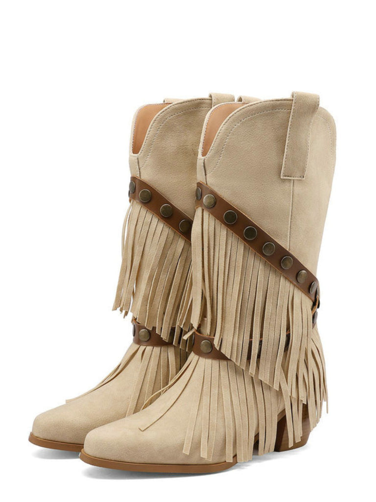Vintage-Western-Heels aus Denim – Vintage-Schuhe, Retro-Heels
