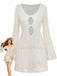 Beige 1970er Boho Häkel Durchbrochen Cover-Up-model