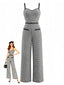 Schwarzer 30er Jumpsuit mit Hahnentritt-Karo und Spaghettiträgern