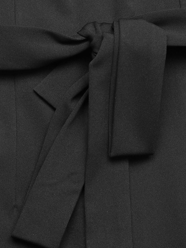 Schwarzer 30er Ärmelloses Jumpsuit mit V-Ausschnitt und Gürtel