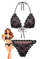 Schwarzes 40er Bikini-Set mit Spitze und Neckholder