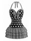 [Vorverkauf] Schwarzer 40er Badekleid mit Polka-Dots und Neckholder