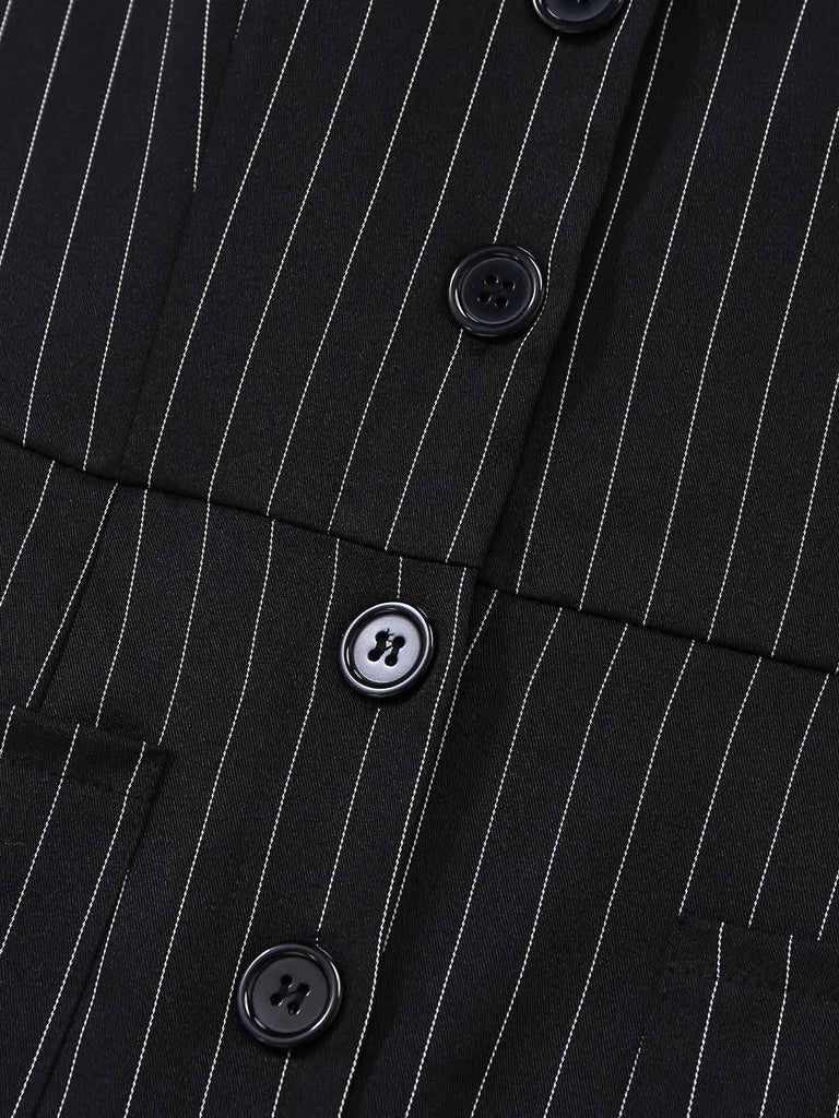 Schwarzer 50er Ärmelloses Jumpsuit mit Neckholder und Knopf