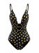 Schwarzer 80er Badeanzug & Cover-Up mit Polka-Dots und Rock