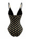 Schwarzer 80er Badeanzug & Cover-Up mit Polka-Dots und Rock