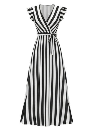 50er Swingkleid mit V-Ausschnitt und Rüschen