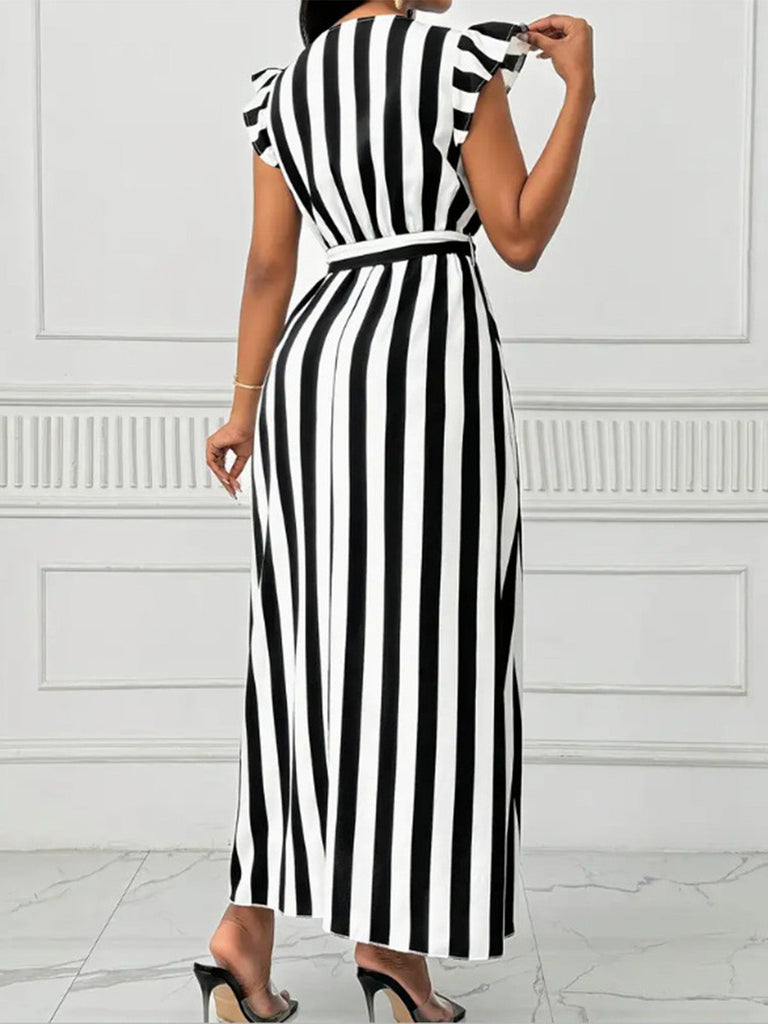 50er Swingkleid mit V-Ausschnitt und Rüschen
