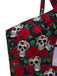 Details: Schwarzer Neckholder-Badeanzug im Stil der 1950er Jahre mit Skelett-Rosenmuster, klassische Silhouette, perfekt für Vintage-Mode-Liebhaber