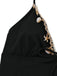 Schwarzes Neckholder-Top mit Muschel- und Spitzendetails auf weißem Hintergrund