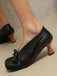 Retro Bogen PU Rundspitze Blockabsatz Schuhe
