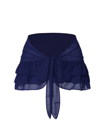 Blau 1960er Solide Chiffon Rock Cover-Up