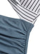 Blauer 30er Badeanzug mit Hohe Taille und Streifen