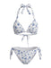 Blaues 40er Bikini-Set mit Ditsy-Blumen und Neckholder