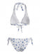 Blaues 40er Bikini-Set mit Ditsy-Blumen und Neckholder