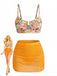 60er Tankini-Set mit Blumen und Hohe Taille
