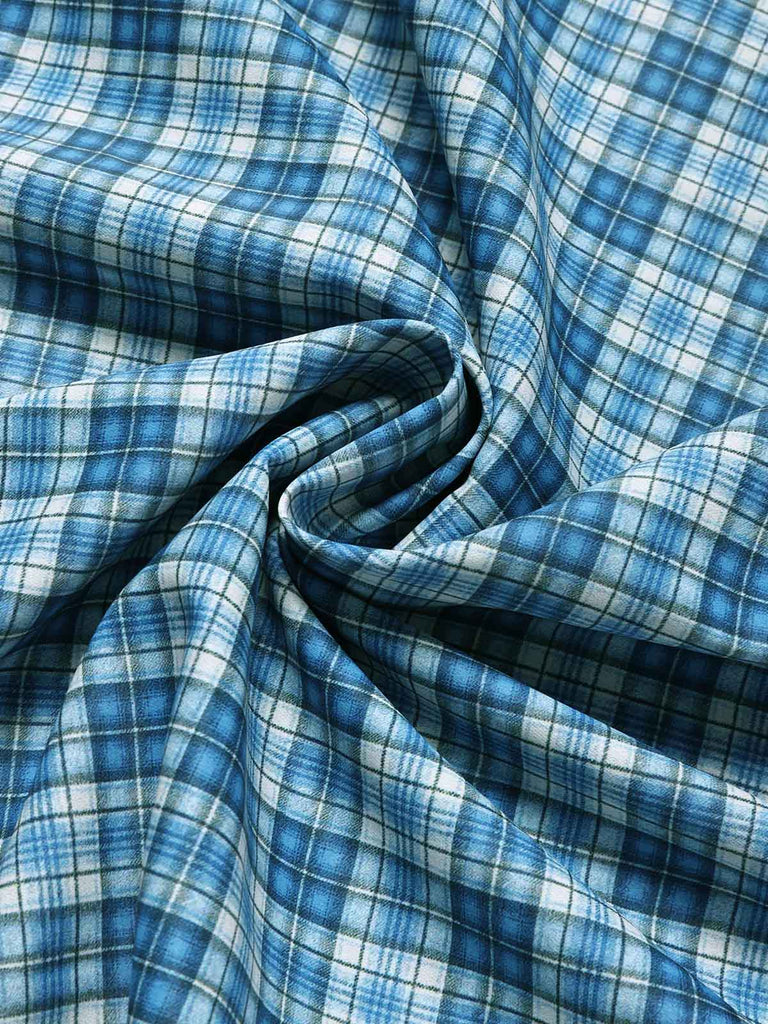 [Übergröße] Blaues 40er Kleid mit V-Ausschnitt und Spitze
