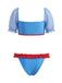 Blaues 50er Bikini-Set mit Herzausschnitt und Schleife