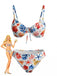 Korallees & Blaues 50er Bikini-Set & Shorts mit Print