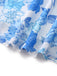 Blaues 50er Maxikleid mit Blumen-Print und Rüschen