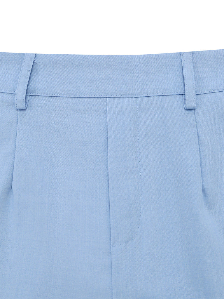 Blaue 50er Ärmelloses Shorts mit V-Ausschnitt und Schleife