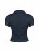 Blau 60er Jeans-Shirt mit Kurzarm und Reverskragen