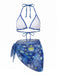 Blaues 60er Bikini-Set & Cover-Up mit Neckholder und Sternenklar