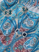 Blaues 70er Boho Midikleid mit Neckholder und Paisley