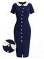 [Vorverkauf] Blaues 60er Strick-Kleid mit Peter-Pan-Kragen