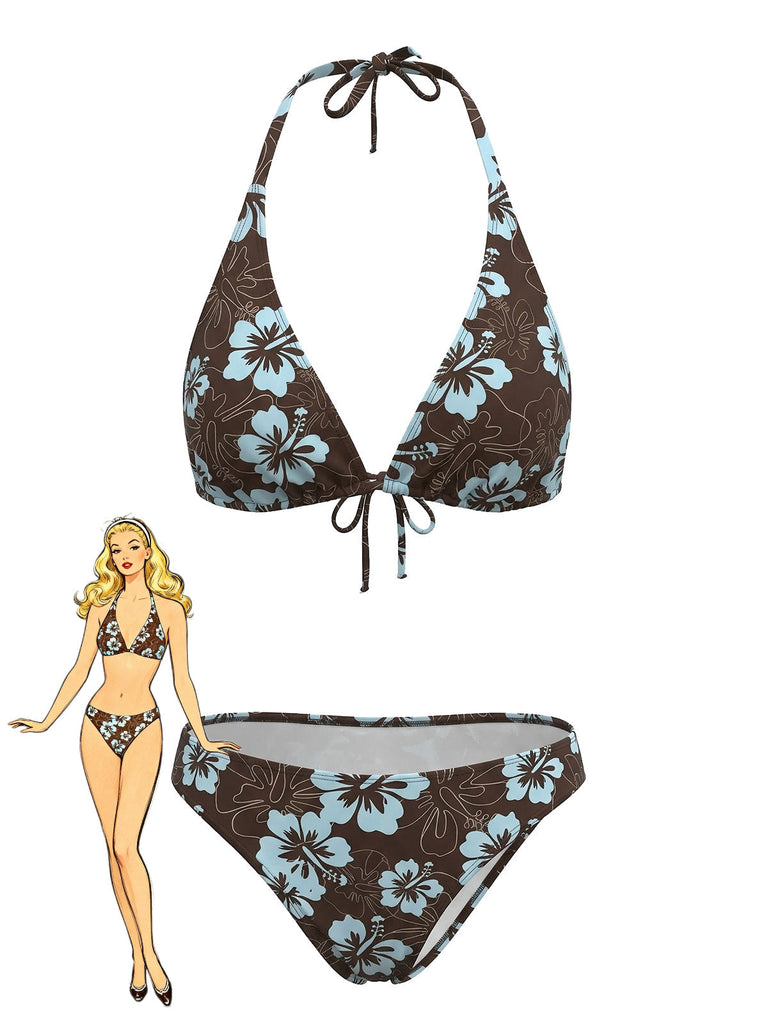 Tropischer Bikini mit Blumenmuster aus den 1960er Jahren – Vintage-Mode, Retro-Stil