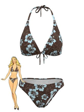 Tropischer Bikini mit Blumenmuster aus den 1960er Jahren – Vintage-Mode, Retro-Stil